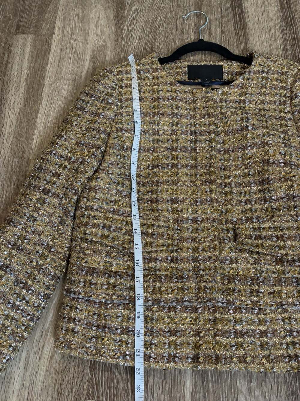 J Crew Collection Tweed Lady Jacket in Gold Silver Metallic Size 6 - Picture 8 of 8